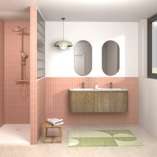 Storke Soft hängendes möbelstück Waschtischunterschränke 140 x 46 cm Eiche rau 2 Schubladen