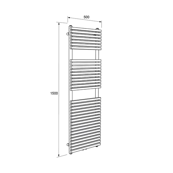 Vipera Vesuvio enkele handdoekradiator 50 x 150 cm elektrische verwarming mat wit zij- en middenaansluiting 1.044W, weerstand inbegrepen