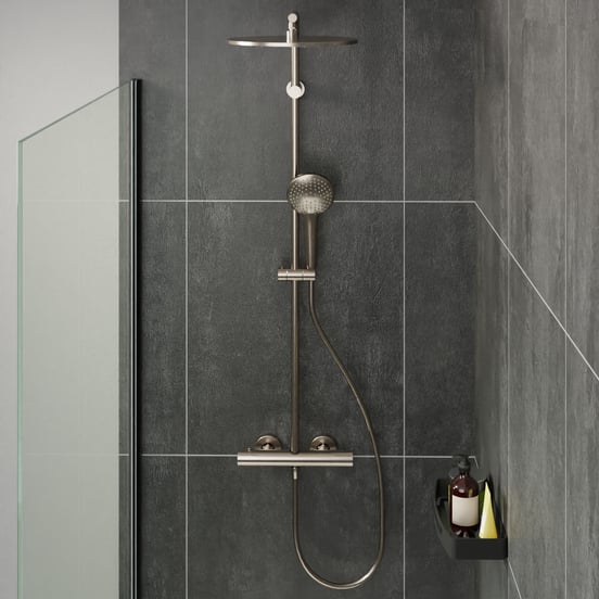 Blaufoss Round 300 colonne de douche de pluie mitigeur thermostatique Brushed CoolMetal