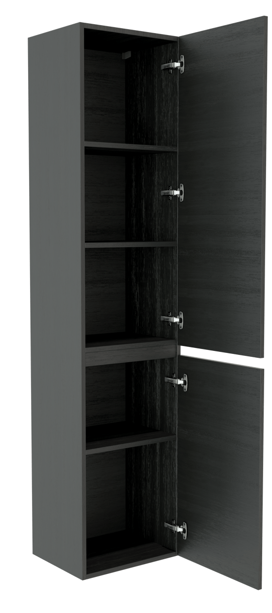 Balmani Lucida Badhochschrank: Stehend, rechts, Eiche Schwarz, 45 x 35 x 195 cm