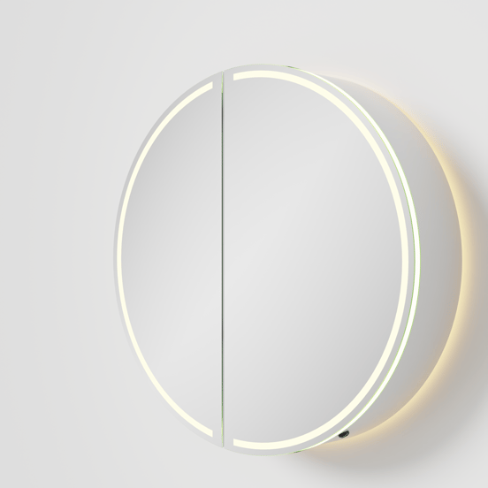 Balmani Mara spiegelkast Rond Ø 60 mat wit met spiegelverlichting en anti-damp