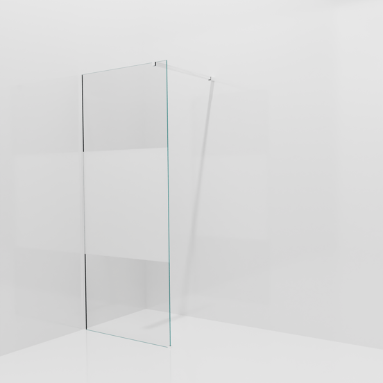 Balmani Modular douche à l'italienne: 90 x 200 cm, Verre transparent avec bande mate, Profil Chrome brillant