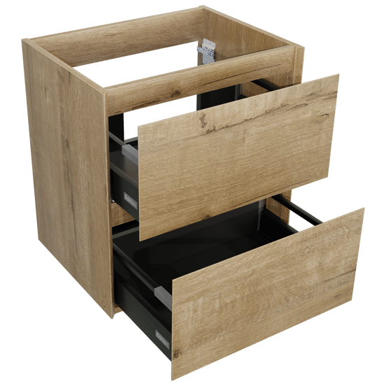 Balmani Mitra Compact hängendes möbelstück Waschtischunterschränke 60 x 46 cm raue eiche 2 Schubladen