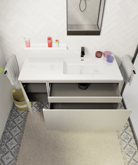 Storke Ribs zwevende wastafelonderkast 35 x 52 cm zijdegrijs