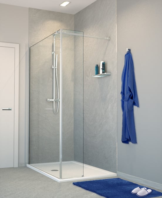 Balmani Modular douche à l'italienne avec paroi latéral fixe 120 x 200 cm verre transparent profil chrome brillant