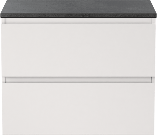 Linie Lado zwevend badmeubel 70 x 46 cm mat wit met Lado enkel wastafelblad in melamine grijze leisteen