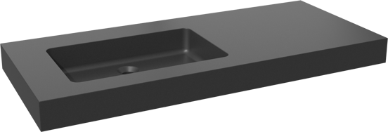 Storke Scuro High asymmetrisch linkse wastafel mat kwarts 120 x 52 cm