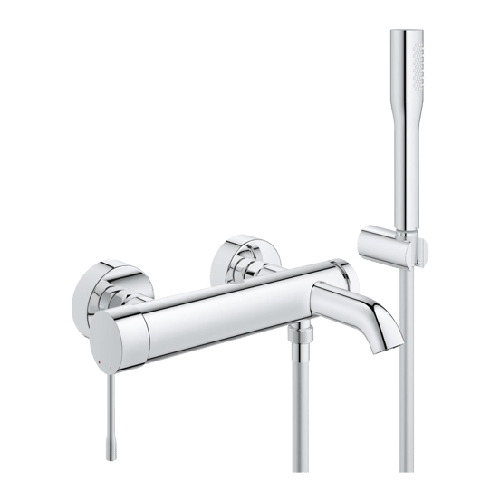 Grohe Essence Wandmontage-Badewannenarmatur: Chrom glänzend