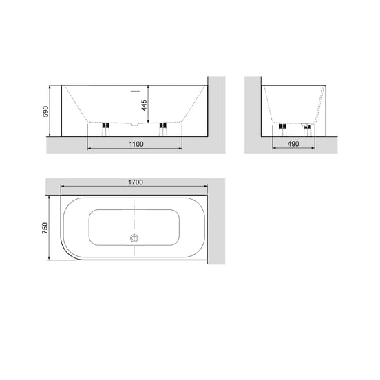 Luca Varess Mezzo tweepersoons hoekbad rechts 170 x 75 cm acryl hoogglans wit