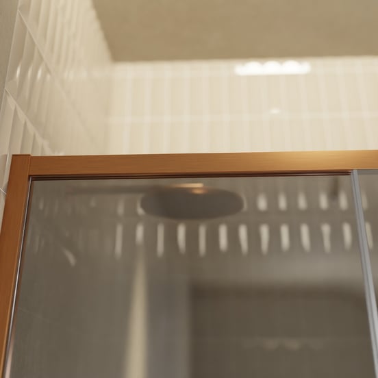 Balmani Senses Design Dusche Schiebetür, Links, 140 cm x 210 cm, Reflex-Spiegelglas, Profil Brushed Rosegold