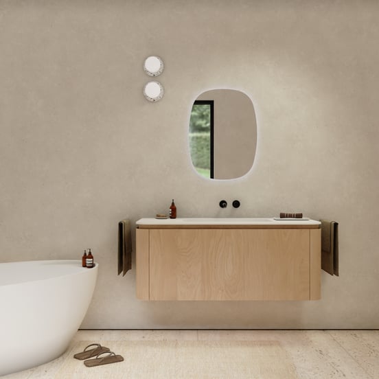 Balmani Moon zwevende wastafelonderkast 130 x 55 cm natuur eik 2 lades