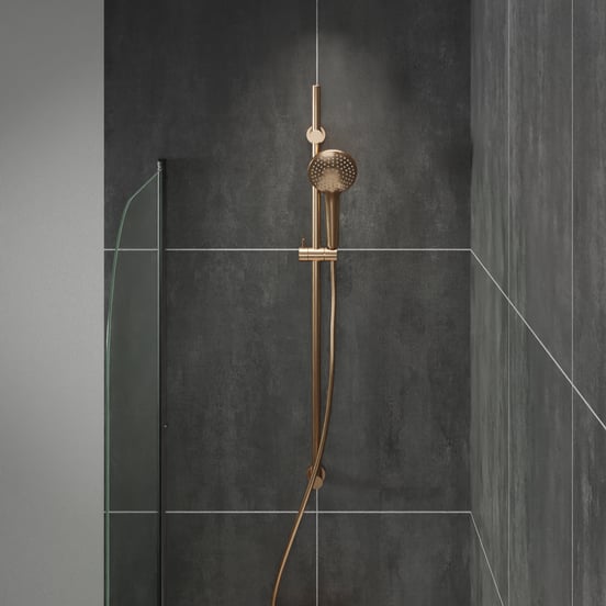 Blaufoss Round douchestang 100 cm met douchekop 12 cm 3 functies Brushed Rosegold