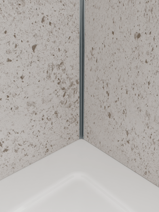 Luca Varess Artdeco douchewandpaneel 90 x 244 cm alu-composiet mat witte terrazzo