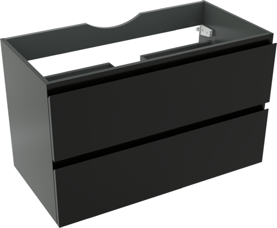 Linie Lado meuble sous-lavabo suspendu 90 x 46 cm Noir Mat 2 tiroirs