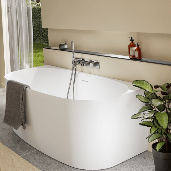 Blaufoss Round robinet baignoire thermostatique encastré avec douchette chrome brillant incl élément intégré