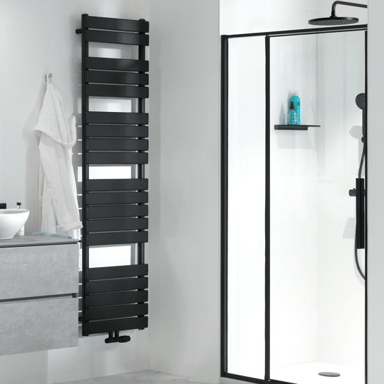 Vipera Vulcan sèche-serviettes simple 60 x 180 cm chauffage central noir mat raccordement latéral et central 1.252W