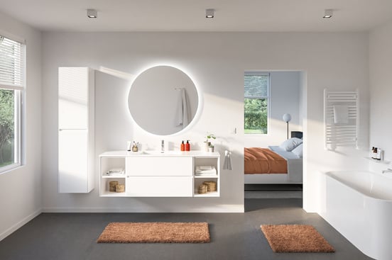 Storke Diva Einzelwaschtisch, Marmorkomposit glänzend, 155 x 52 cm