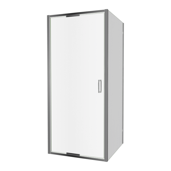 Luca Varess Vidor In Eckdusche: Drehtür und fixierte, Seitenwand, 90 x 90 cm, Klarglas, Chrom Profil, glänzend