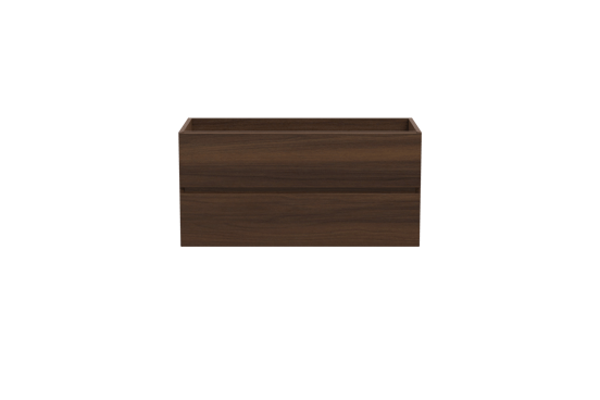 Storke Edge zwevende wastafelonderkast 100 x 46 cm notenhout 2 lades