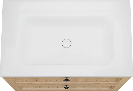 Balmani Lemon freistehendes Möbelstück Set: 90 x 55 cm, Naturbelassene Eiche Furnier, mit Tablo Strada Einzelwaschtisch, Weiß glänzend