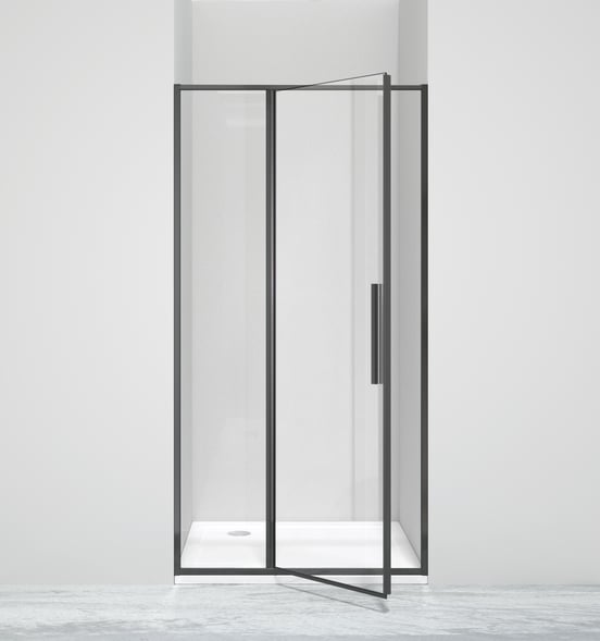 Luca Varess Morano porte pivotante 100 x 190 cm verre transparent profil noir mat