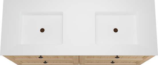 Balmani Lemon meuble salle de bains à poser 150 x 55 cm, placage chêne naturel avec Tablo Stretto double vasque en blanc mat