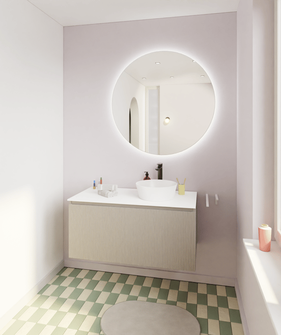 Storke Ribs zwevende wastafelonderkast 105 x 52 cm zijdegrijs 2 lades