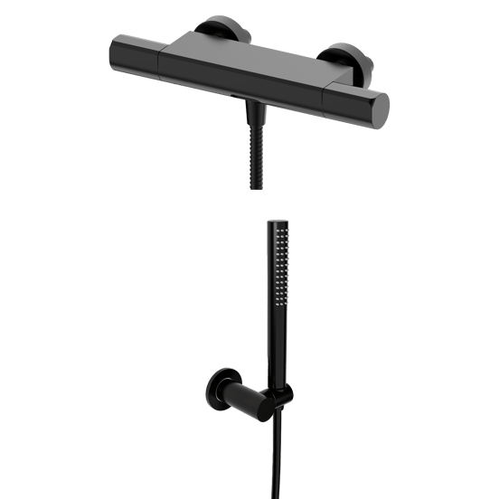 Blaufoss Eris thermostatische kraan muurmontage opbouw badkraan mat zwart