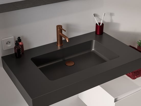 Storke Scuro High enkele wastafel mat kwarts 85 x 52 cm