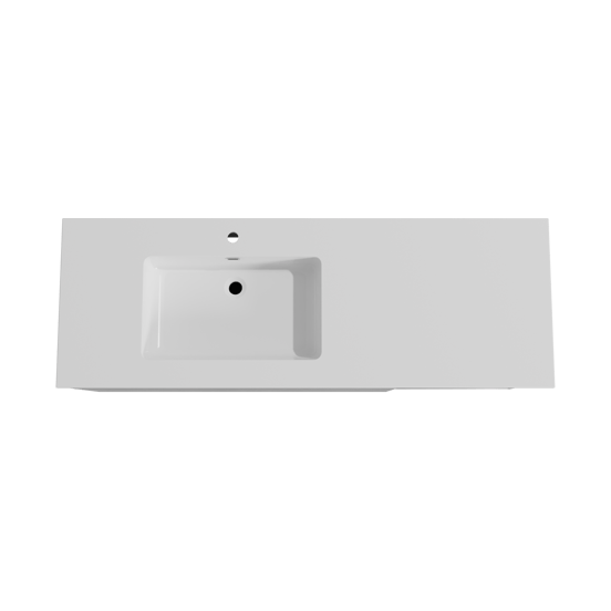 Storke Edge zwevend badmeubel 150 x 52 cm beton donkergrijs met Diva asymmetrisch linkse wastafel in composietmarmer hoogglans wit