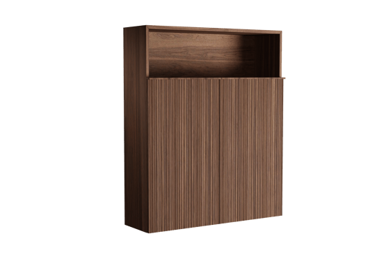 Balmani Forma zwevend badkamerkast Amerikaans notenhout 100 x 30 x 120 cm vert. asym. groef