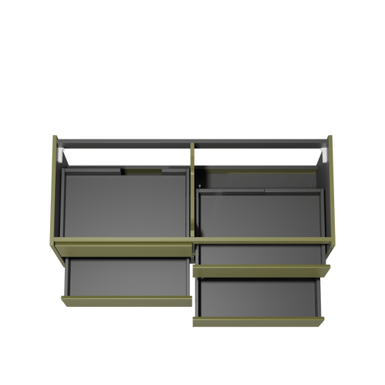 Storke Seda hängender Waschbeckenunterschrank: 130 x 52 cm, Olivgrün, 4 Schubladen