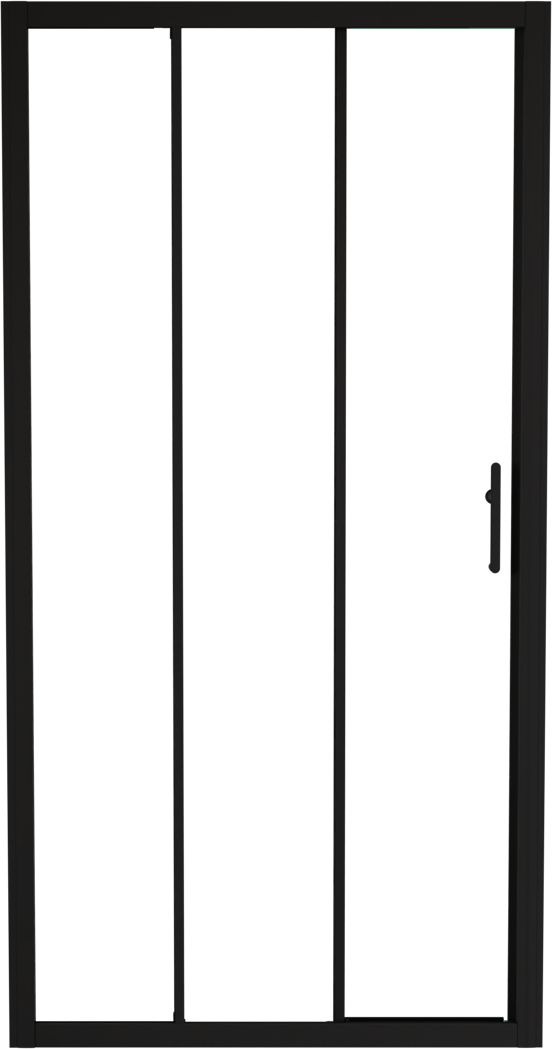 Linie Cadiz porte coulissante en trois parties 100 cm x 190 cm verre transparent profil noir mat