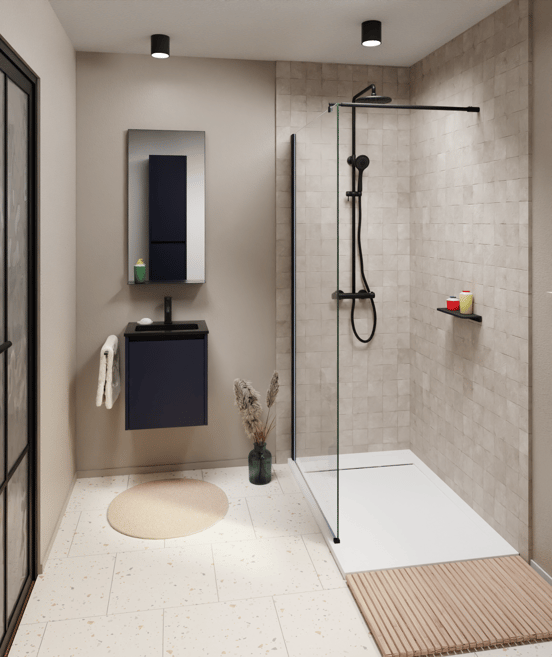 Luca Varess Dandy receveur de douche 140 x 80 cm marbre composite blanc mat  structure rock