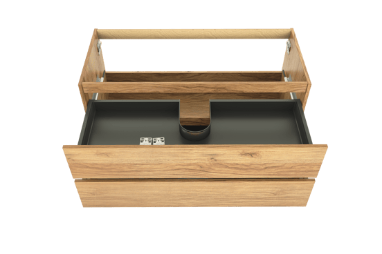 Balmani Lucida zwevende wastafelonderkast 120 x 55 cm teak 2 lades