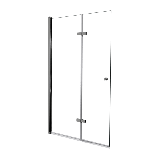 Luca Varess Kuresa tweedelige opvouwbare badwand 120 cm helder glas glanzend chroom profiel