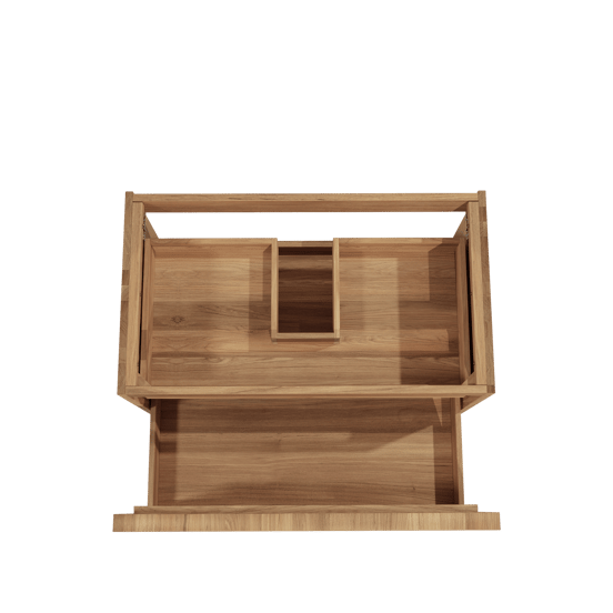 Balmani Forma hängender Waschbeckenunterschrank: 90 x 55 cm, Teak, 2 Schubladen