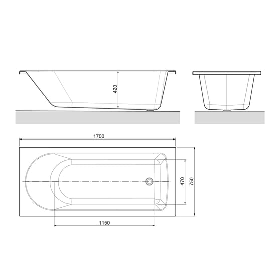 Luca Varess Snello 1-Personen-Einbaubadewanne: 170 x 75 cm, Acryl, Weiß matt