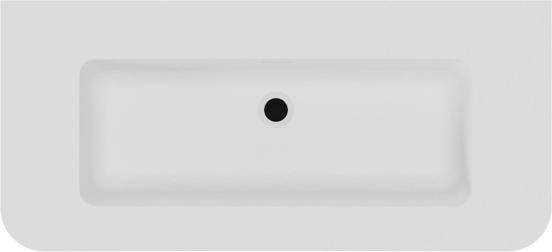 Storke Soft hängendes Möbelstück Set: 100 x 46 cm, Eiche rau, mit Mata Soft Einzelwaschtisch Solid Surface Weiβ matt, Vertikale symmetrische gerade Rippe