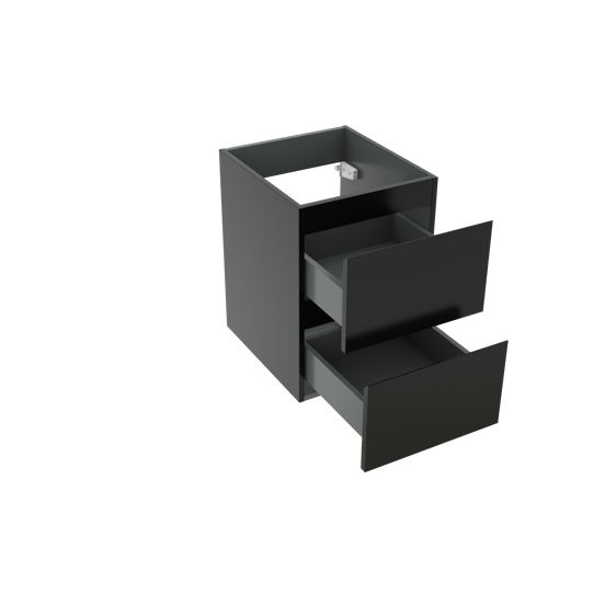 Linie Lado meuble sous-vasque suspendu 40 x 46 cm Noir Mat 2 tiroirs