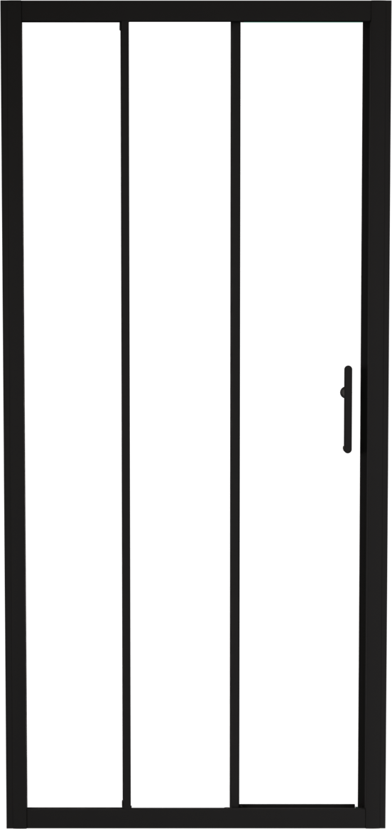 Linie Cadiz driedelige douche schuifdeur 90 cm x 190 cm Helder glas mat zwart profiel