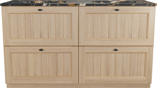 Balmani Lemon freistehendes Möbelstück Set: 150 x 55 cm, Naturbelassene Eiche Furnier, mit Tablo Arcato Doppelwaschtisch, Portoro Gold