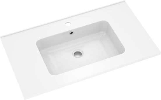 Linie Vano Einzelwaschtisch, Marmorkomposit glänzend, 80 x 46 cm