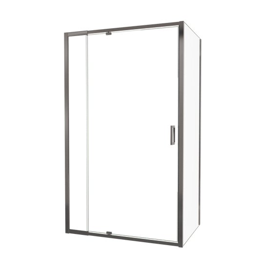 Luca Varess Vidor Telescope paroi de douche avec porte pivotante et paroi latérale fixe 120 x 80 cm verre transparent profil chrome brillant