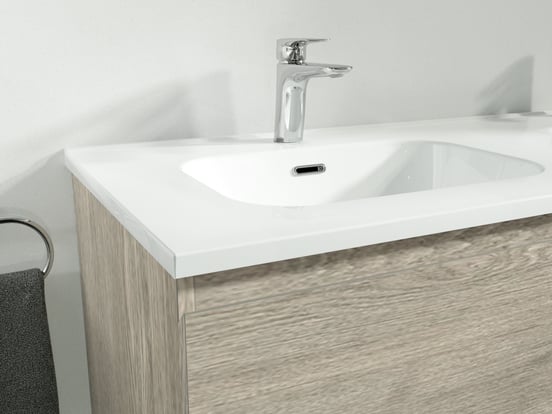 Linie Baro enkele wastafel Glanzend Witte porselein 80 x 46 cm