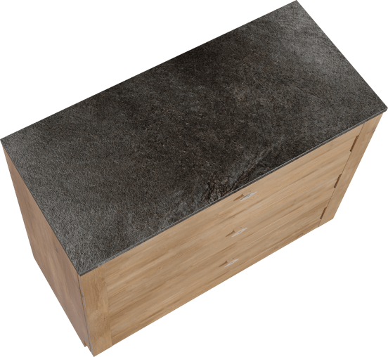 Linie Classo freistehendes Möbelstück Set: 100 x 46 cm, Naturbelassene Eiche, mit Lado Einzel- oder Doppel Waschtischplatte, Melamin Schiefergrau