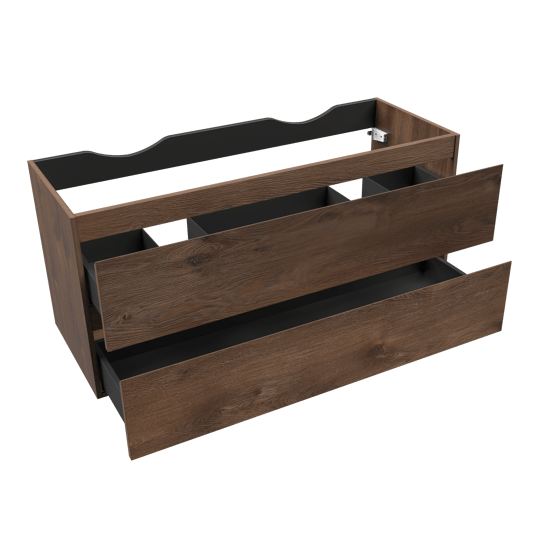 Linie Lado zwevende wastafelonderkast 120 x 46 cm bruine eik 2 lades