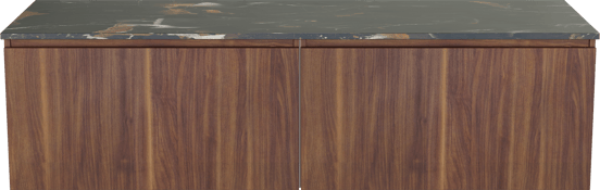 Balmani Sfera meuble salle de bains suspendu 180 x 55 cm noyer américain avec Stretto tablette simple ou double en marbre portoro gold