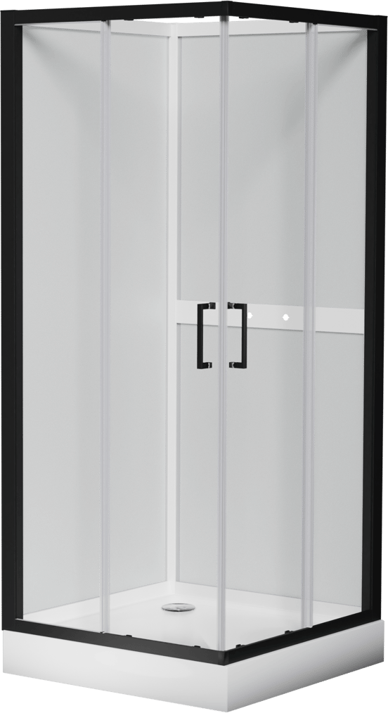 Luca Varess Talan douchecabine met schuifdeuren 90 x 90 cm helder glas mat zwart profiel