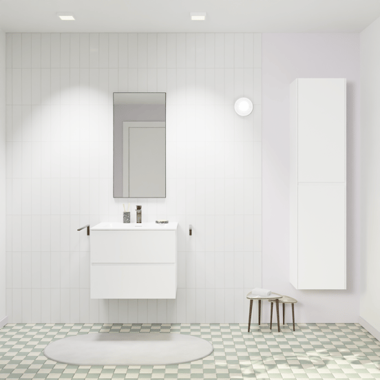 Storke Edge zwevend badmeubel 65 x 52 cm mat wit met Mata enkele wastafel in solid surface mat wit